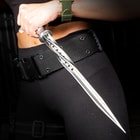 Grey Titanium Spiral Dagger With Sheath - Stainless Steel Construction, Quad-Edged Blade, Hidden Compartment - Length 16 1/2”